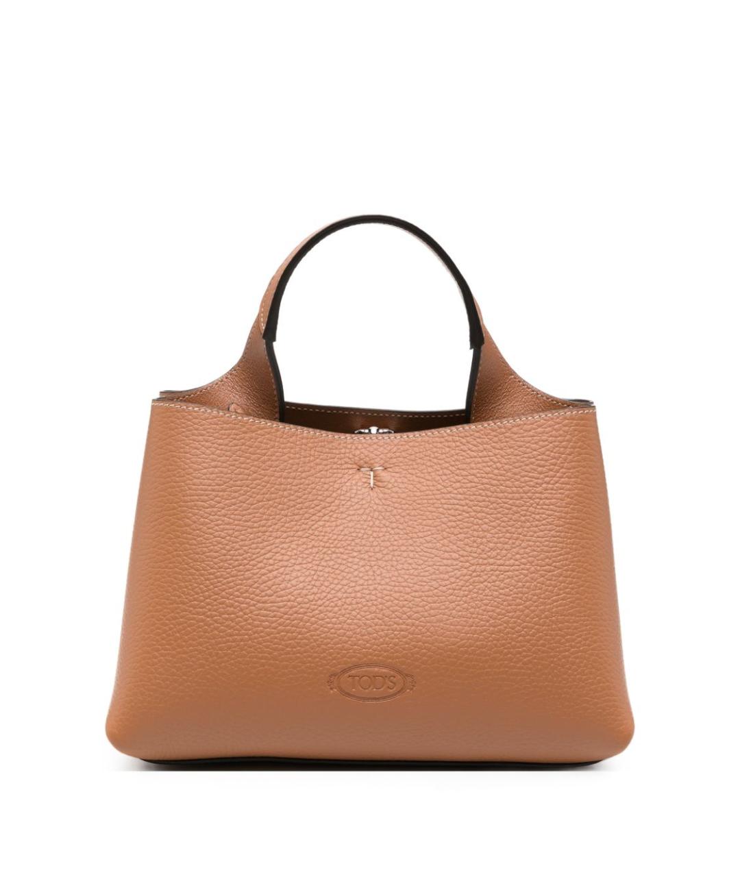 TOD'S Бежевая кожаная сумка тоут, фото 1