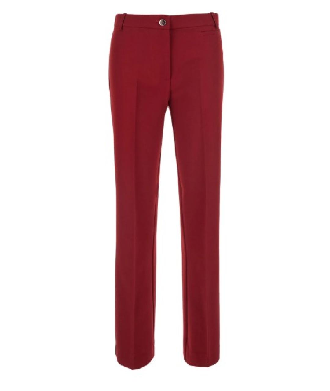 PINKO Бордовые полиэстеровые прямые брюки, фото 1