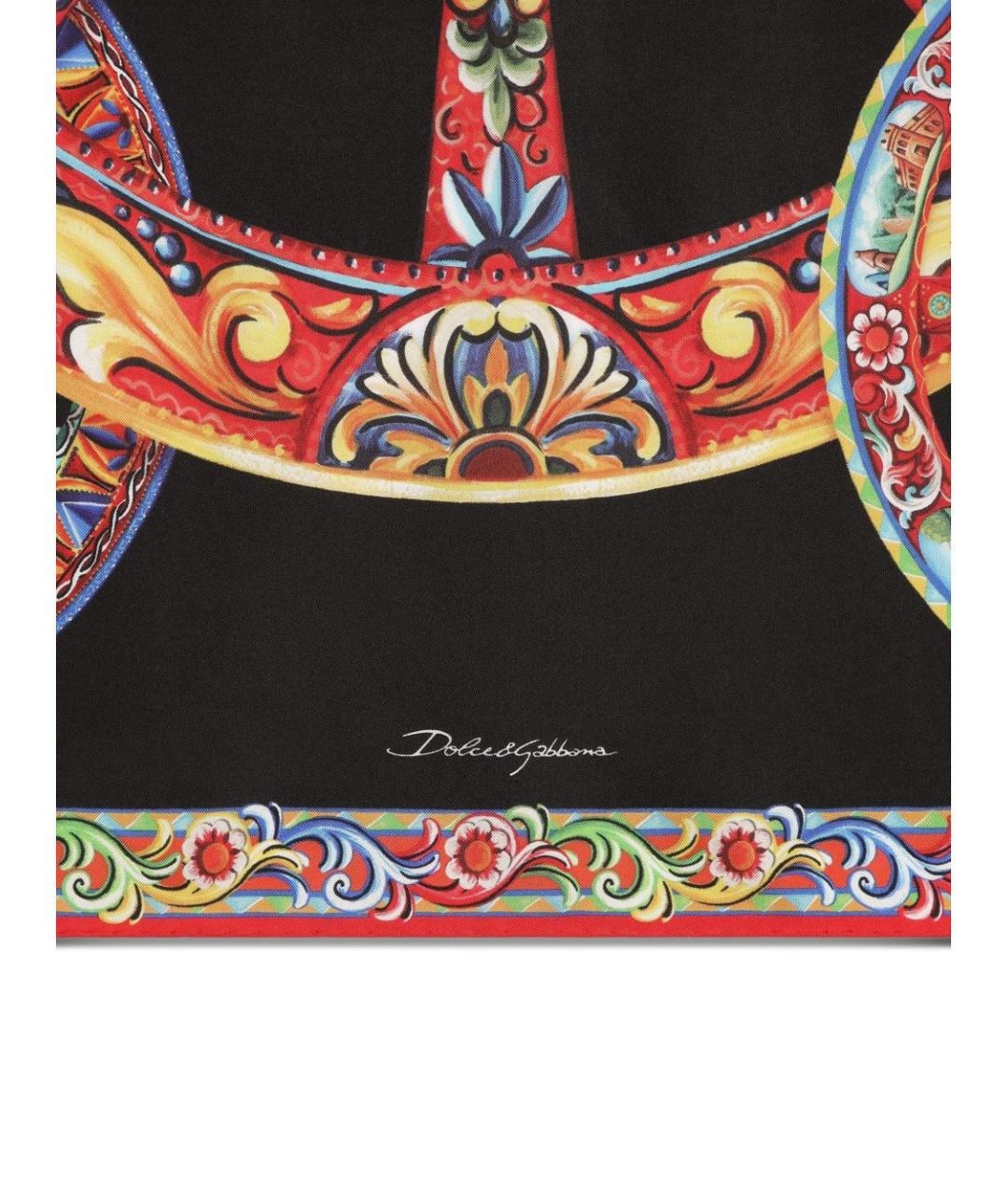 DOLCE&GABBANA Черный шелковый шарф, фото 2