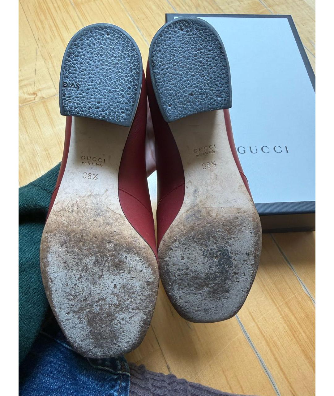 GUCCI Бордовые кожаные туфли, фото 5