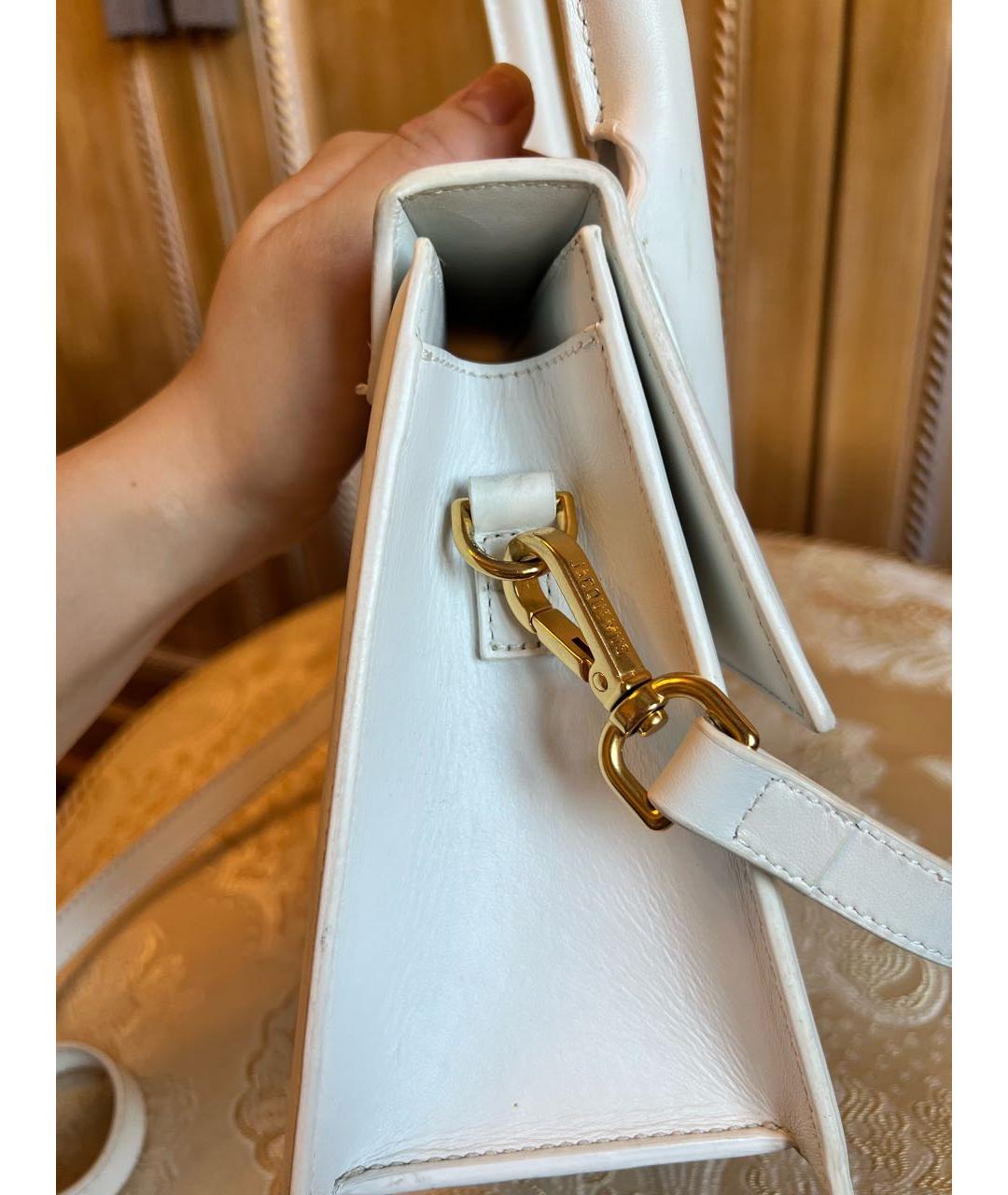 JACQUEMUS Белая кожаная сумка с короткими ручками, фото 7