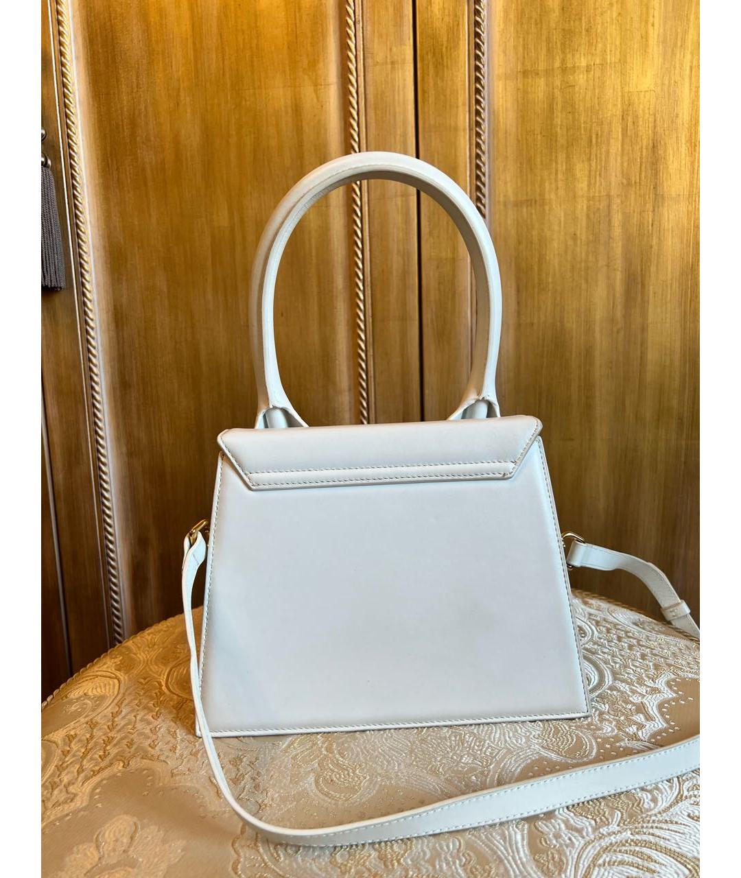 JACQUEMUS Белая кожаная сумка с короткими ручками, фото 3