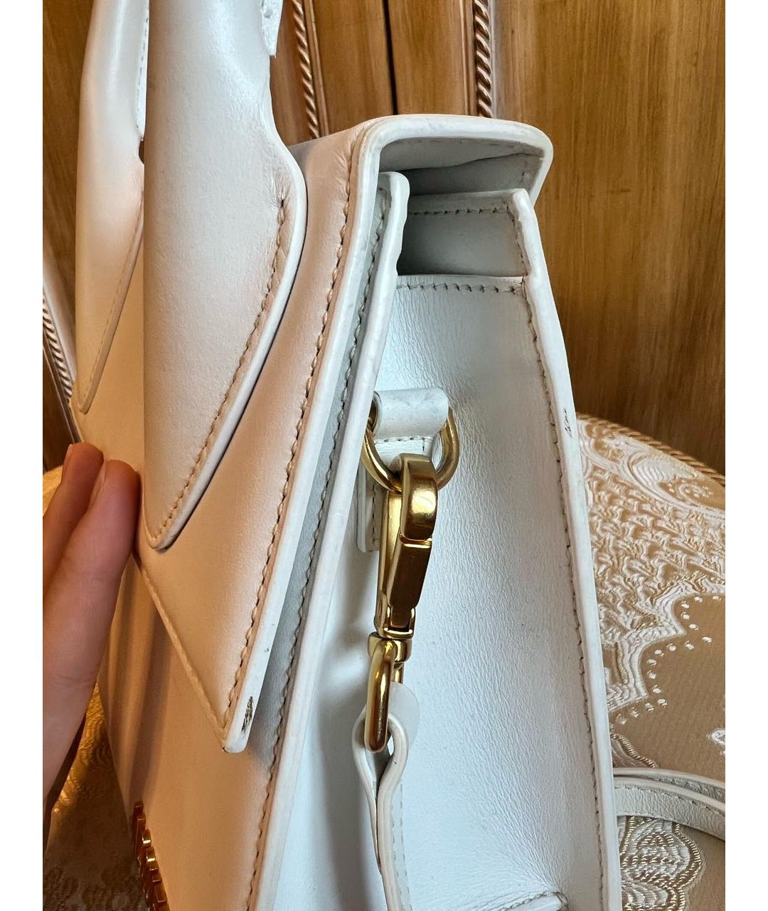 JACQUEMUS Белая кожаная сумка с короткими ручками, фото 6