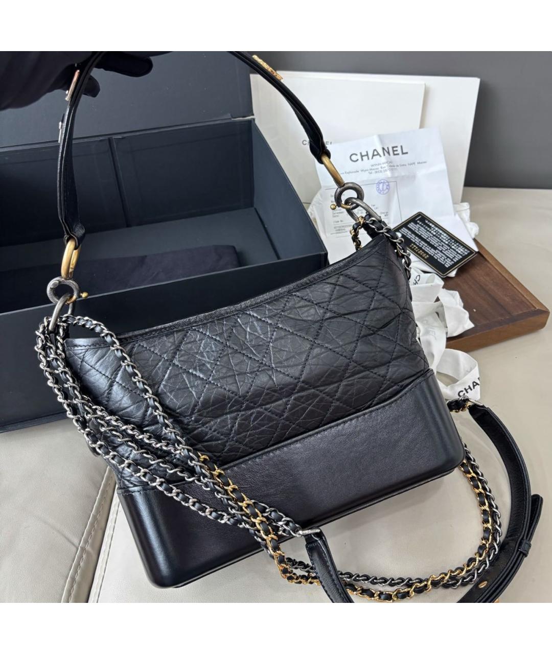 CHANEL Черная кожаная сумка через плечо, фото 4