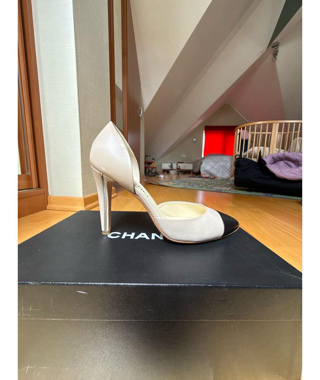 CHANEL Бежевые кожаные туфли, фото 7