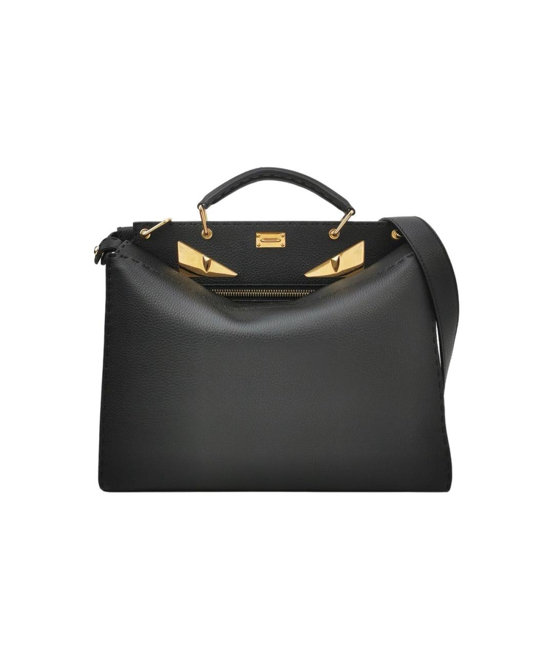 FENDI Черная кожаная сумка тоут, фото 9