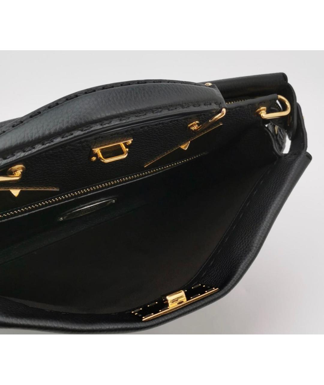 FENDI Черная кожаная сумка тоут, фото 4