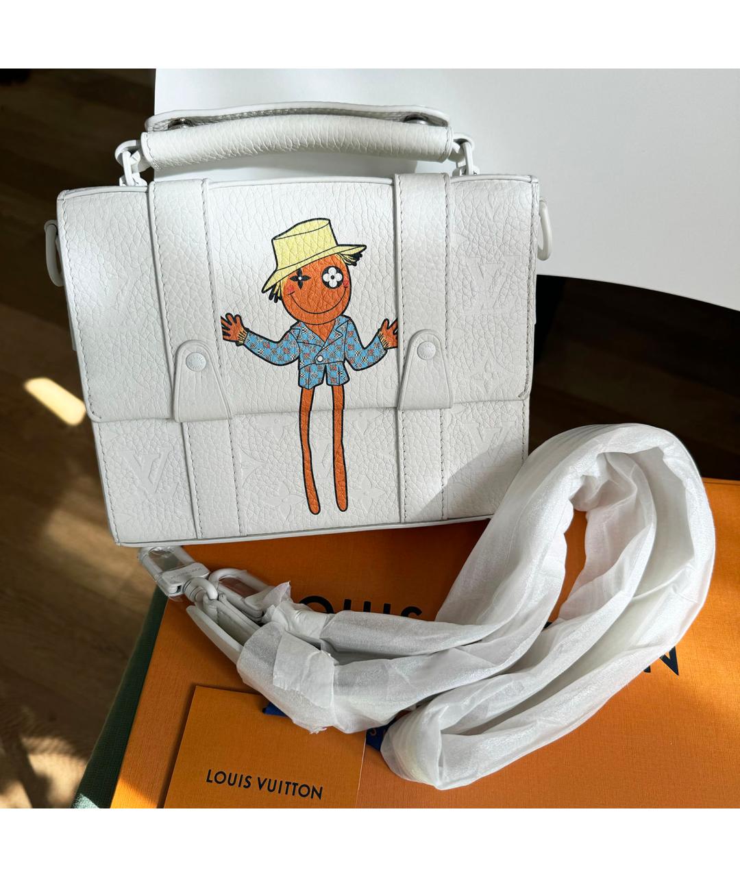 LOUIS VUITTON Белая кожаная сумка через плечо, фото 6