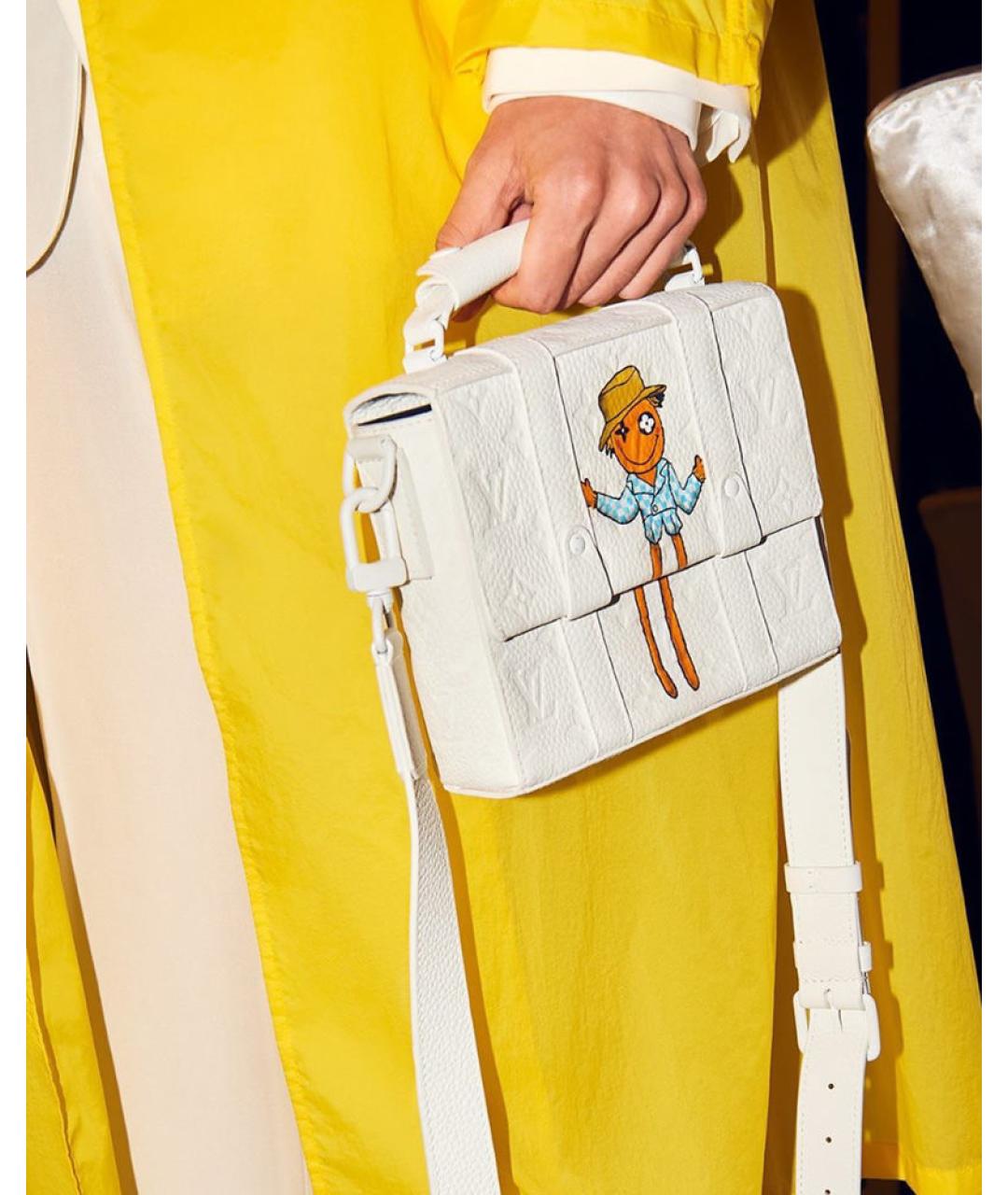 LOUIS VUITTON Белая кожаная сумка через плечо, фото 8