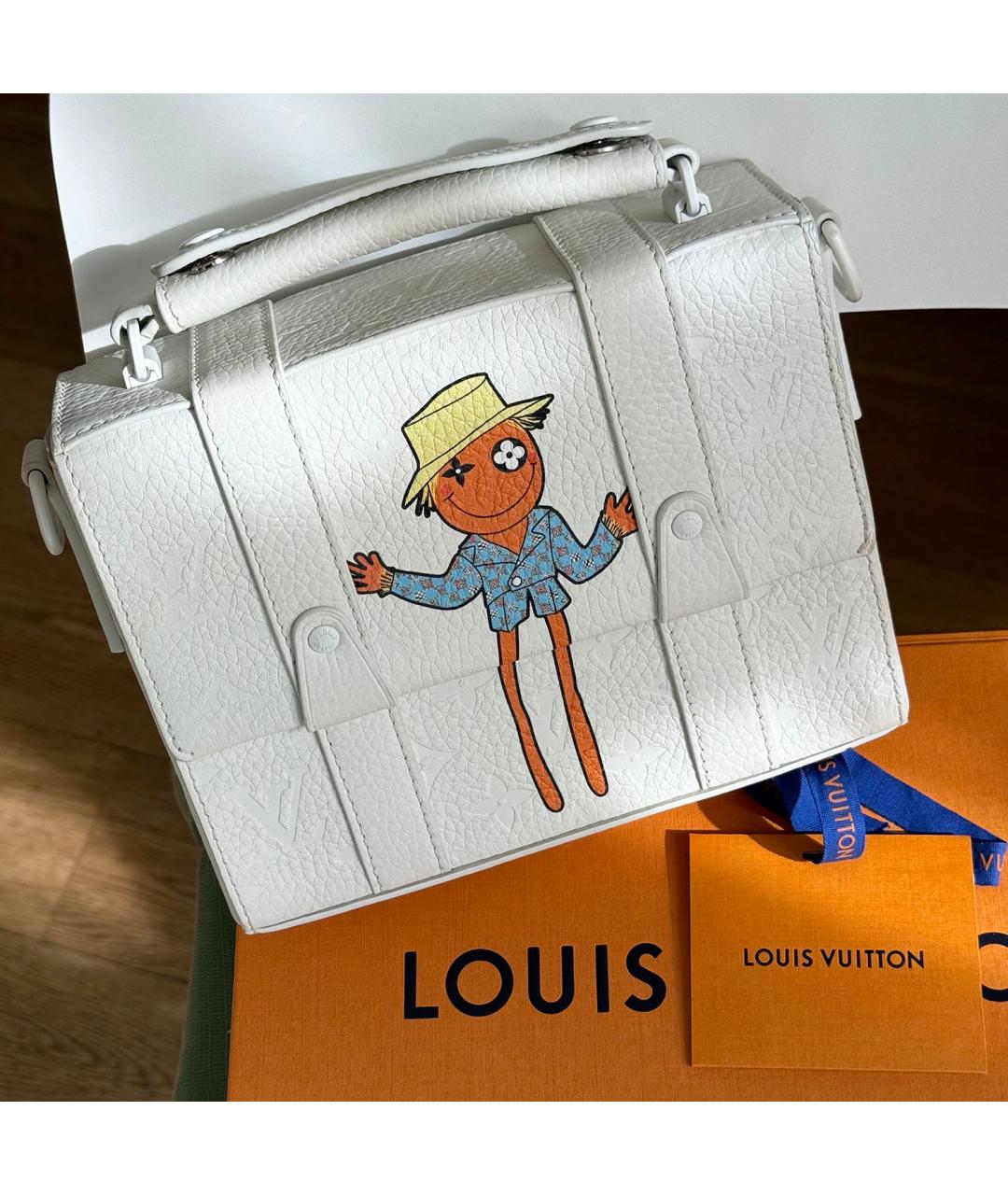 LOUIS VUITTON Белая кожаная сумка через плечо, фото 7