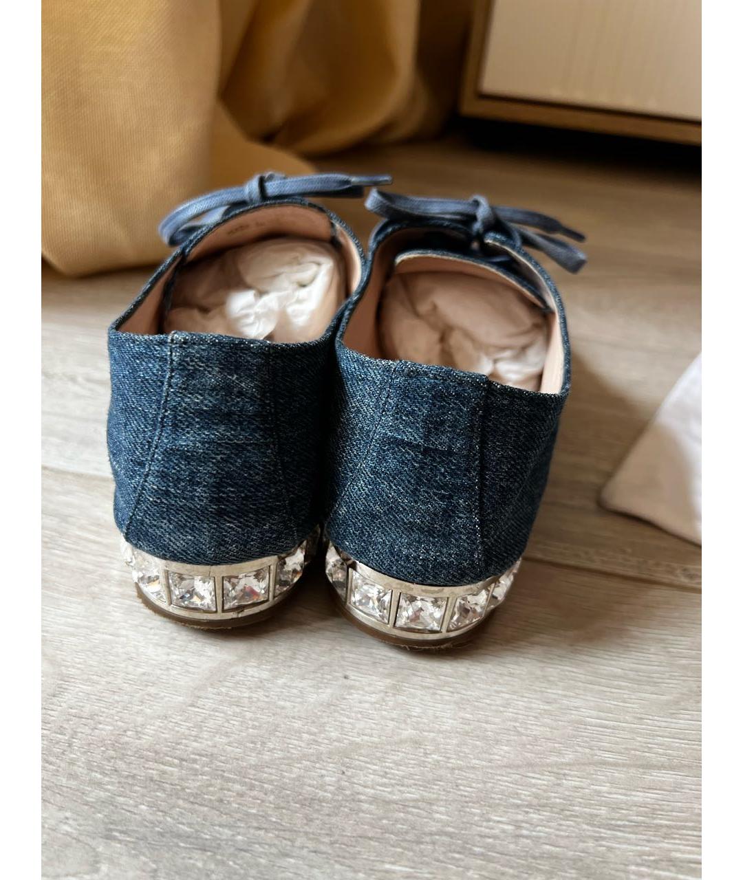 MIU MIU Синие текстильные брогги и оксфорды, фото 4