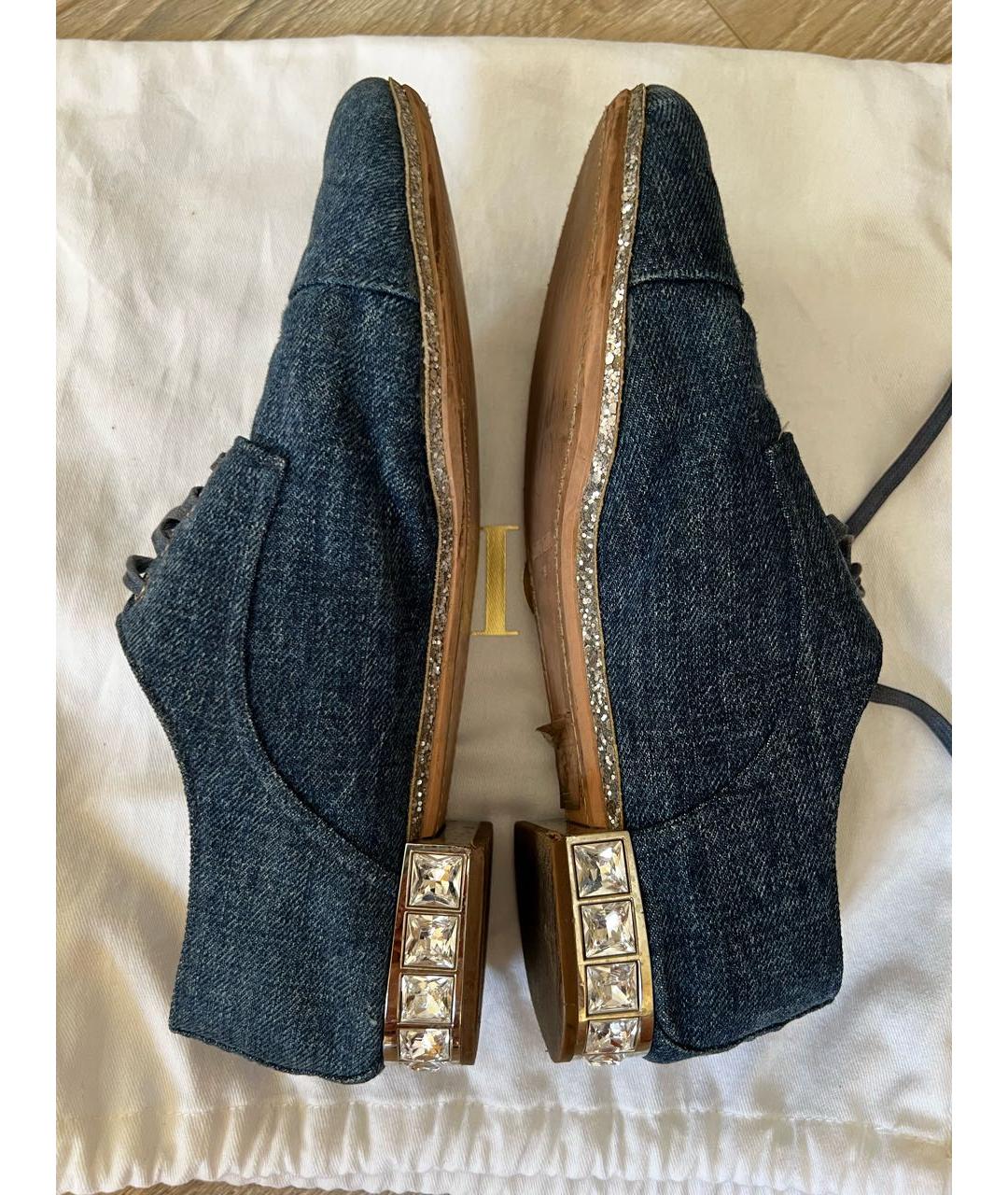 MIU MIU Синие текстильные брогги и оксфорды, фото 7