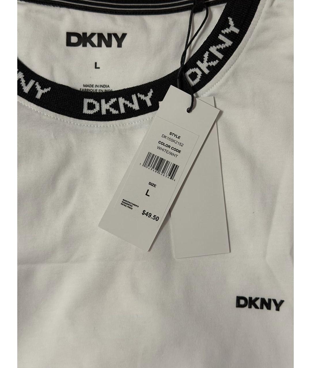DKNY Белая хлопко-полиэстеровая футболка, фото 4