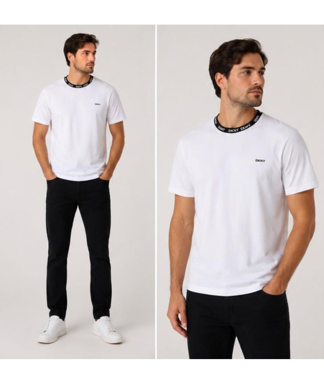 DKNY Белая хлопко-полиэстеровая футболка, фото 5