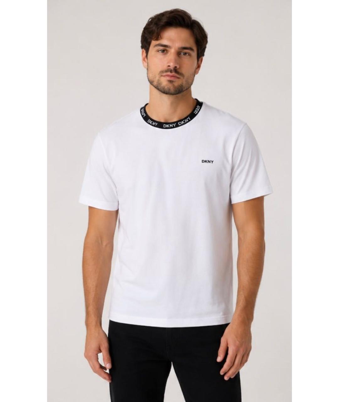DKNY Белая хлопко-полиэстеровая футболка, фото 2