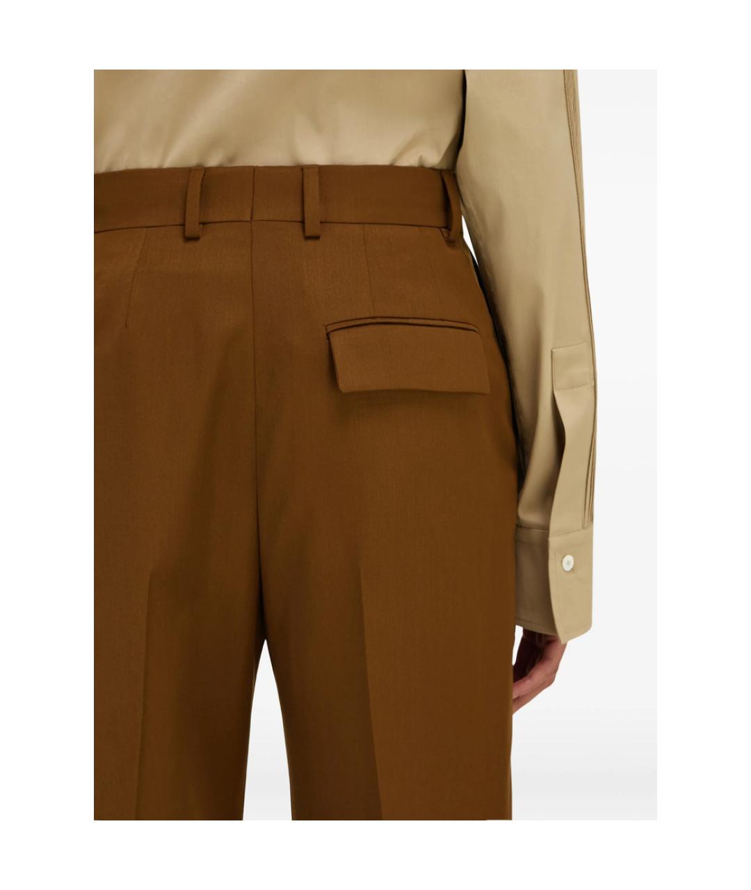 FERRAGAMO Коричневые кашемировые прямые брюки, фото 3