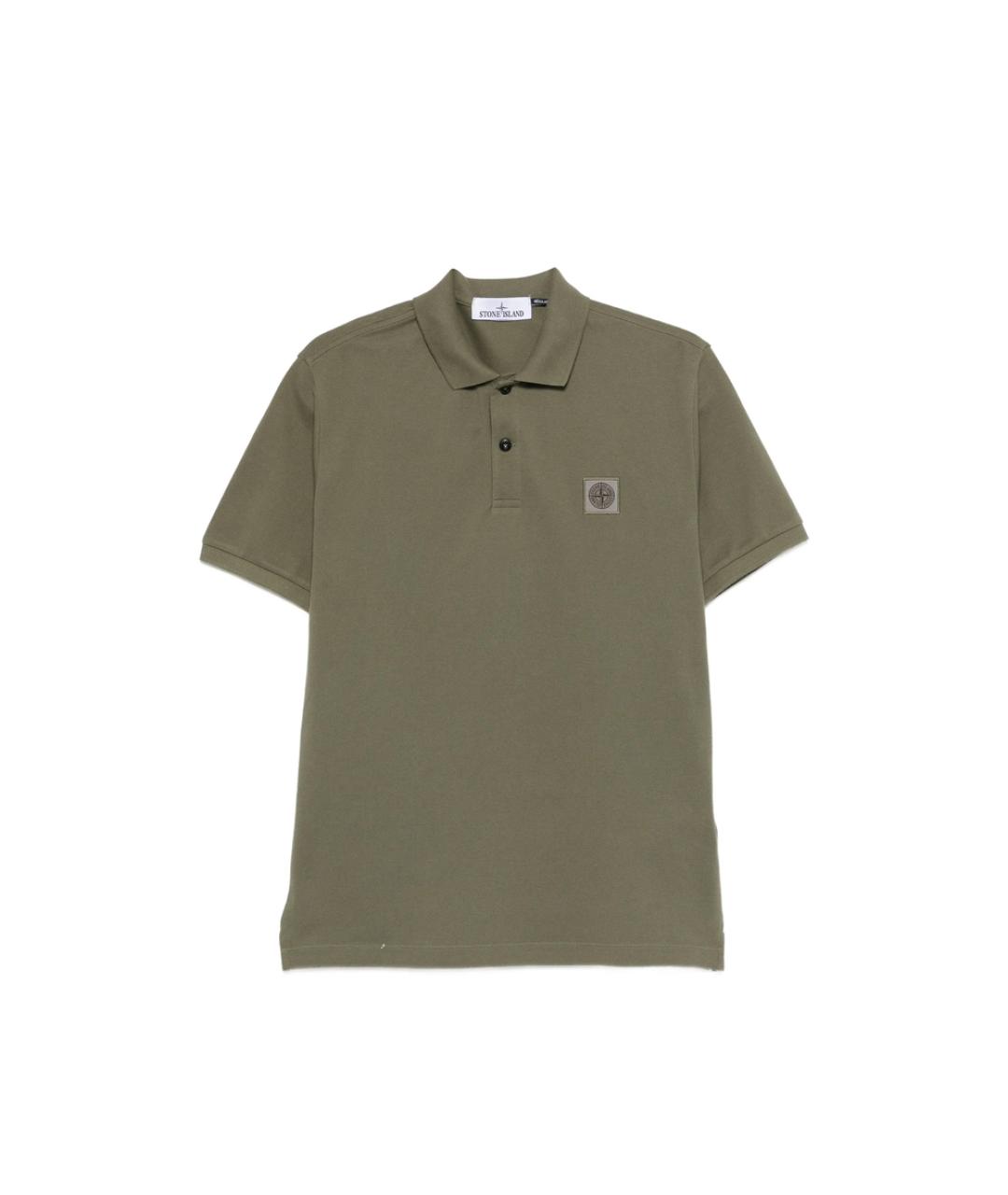 STONE ISLAND Зеленое хлопковое поло с коротким рукавом, фото 1
