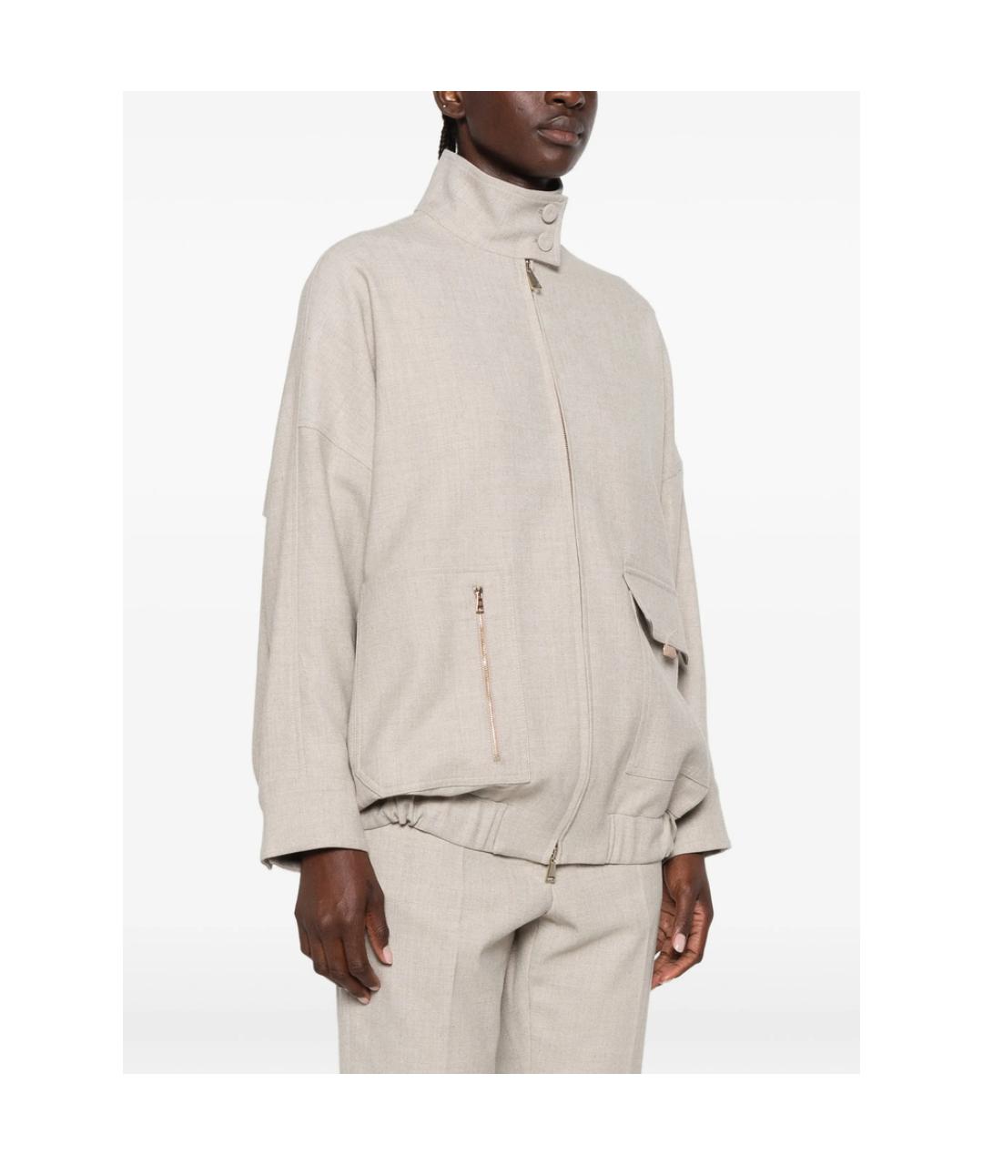 FABIANA FILIPPI Бежевая полиэстеровая куртка, фото 4