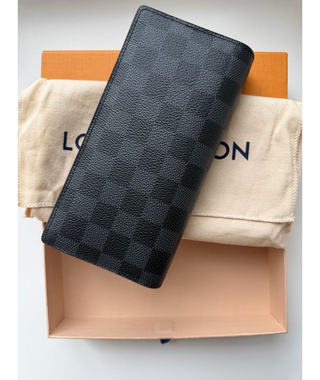LOUIS VUITTON Черный кожаный кардхолдер, фото 2