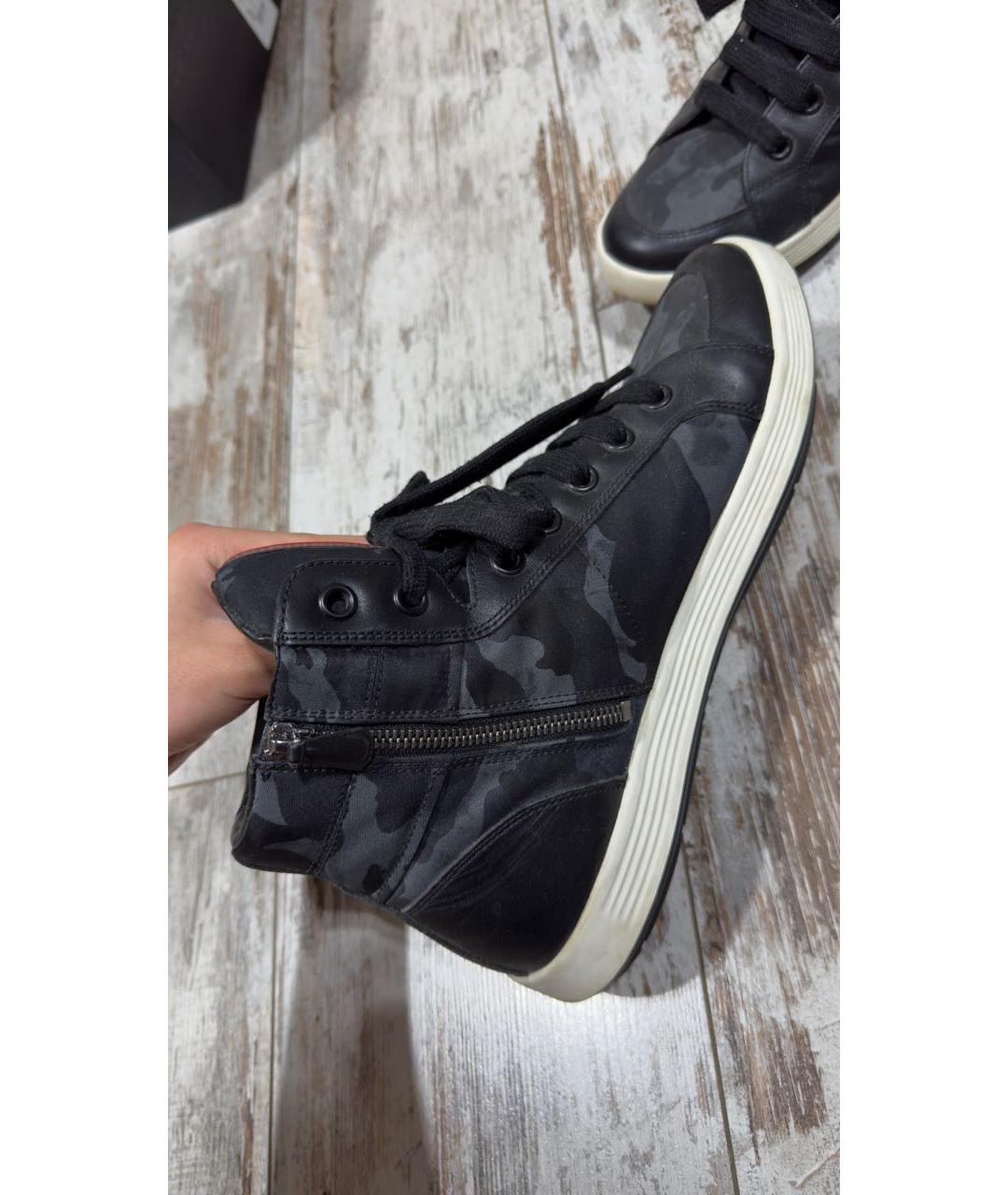 PRADA Темно-синие кожаные высокие кроссовки / кеды, фото 6