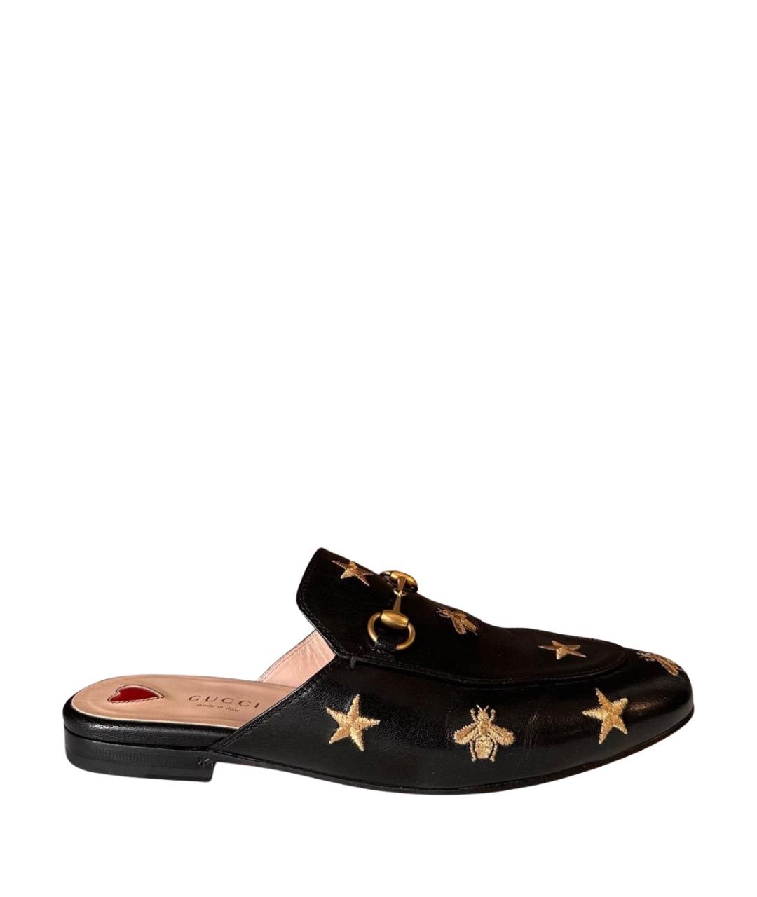 GUCCI Черные кожаные мюли, фото 1