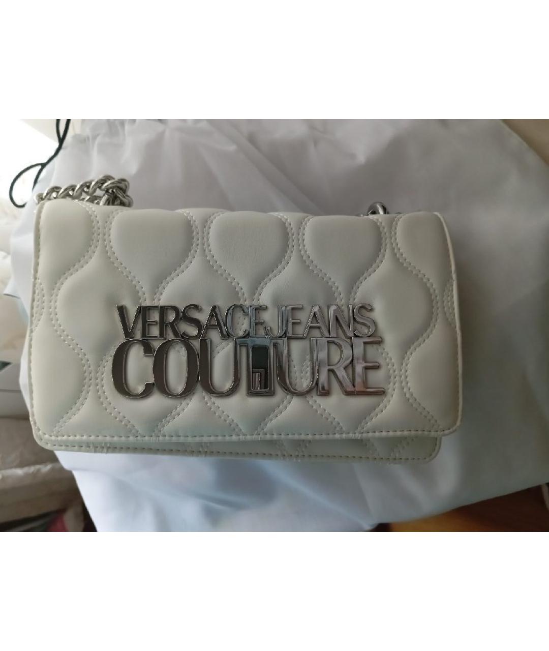 VERSACE JEANS COUTURE Белая кожаная сумка через плечо, фото 3
