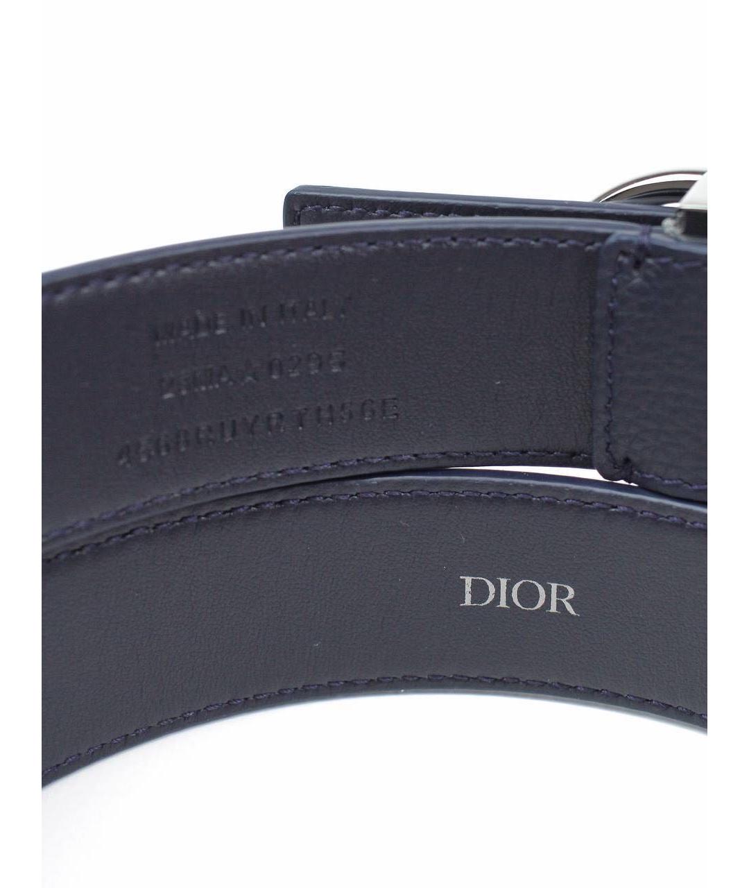 CHRISTIAN DIOR Темно-синий кожаный ремень, фото 7