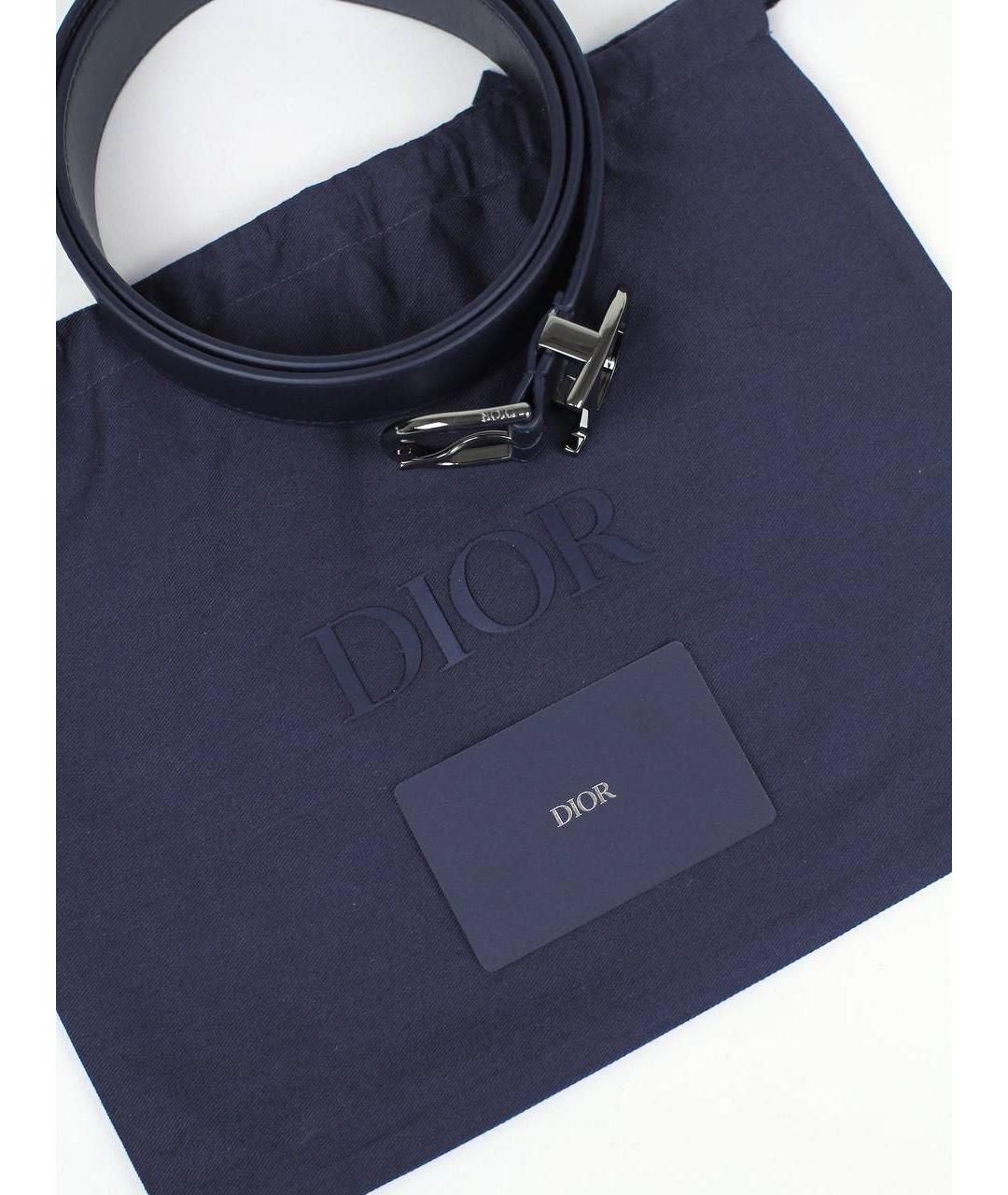 CHRISTIAN DIOR Темно-синий кожаный ремень, фото 3