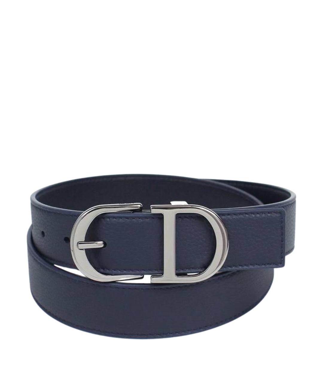 CHRISTIAN DIOR Темно-синий кожаный ремень, фото 1