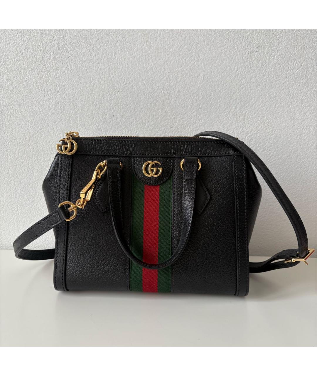 GUCCI Черная кожаная сумка с короткими ручками, фото 7
