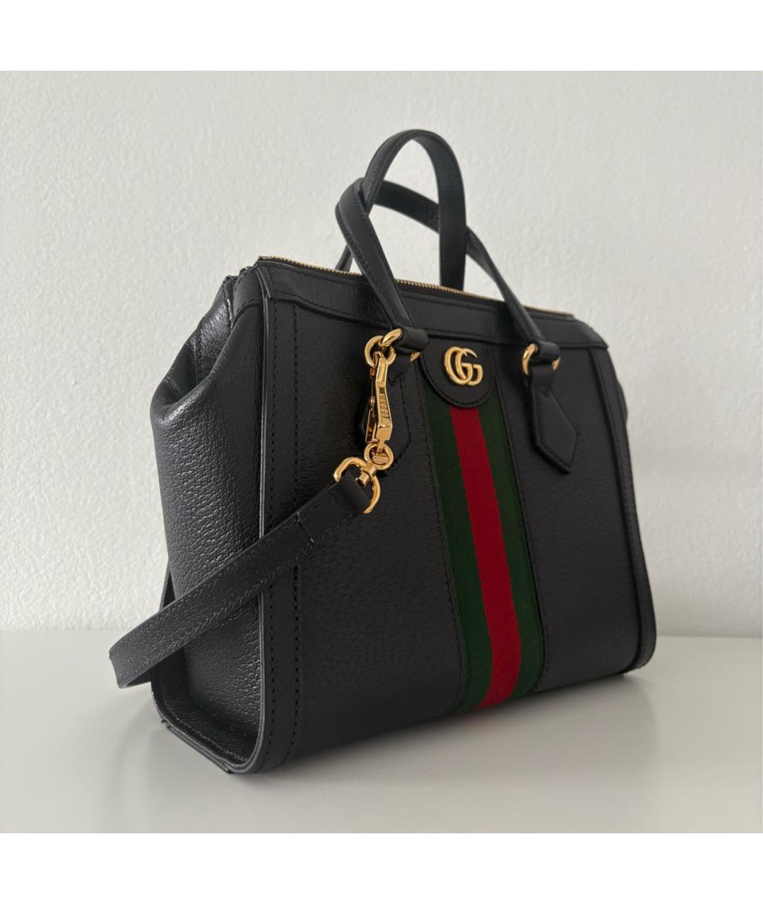 GUCCI Черная кожаная сумка с короткими ручками, фото 2