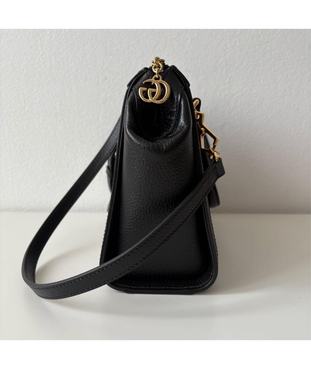 GUCCI Черная кожаная сумка с короткими ручками, фото 5