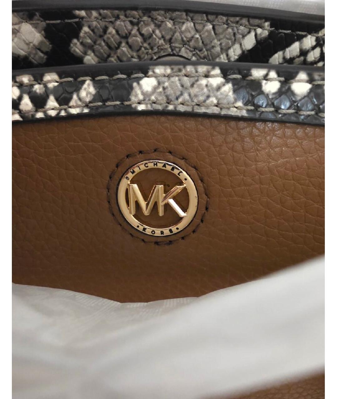 MICHAEL KORS Коричневая кожаная сумка с короткими ручками, фото 7