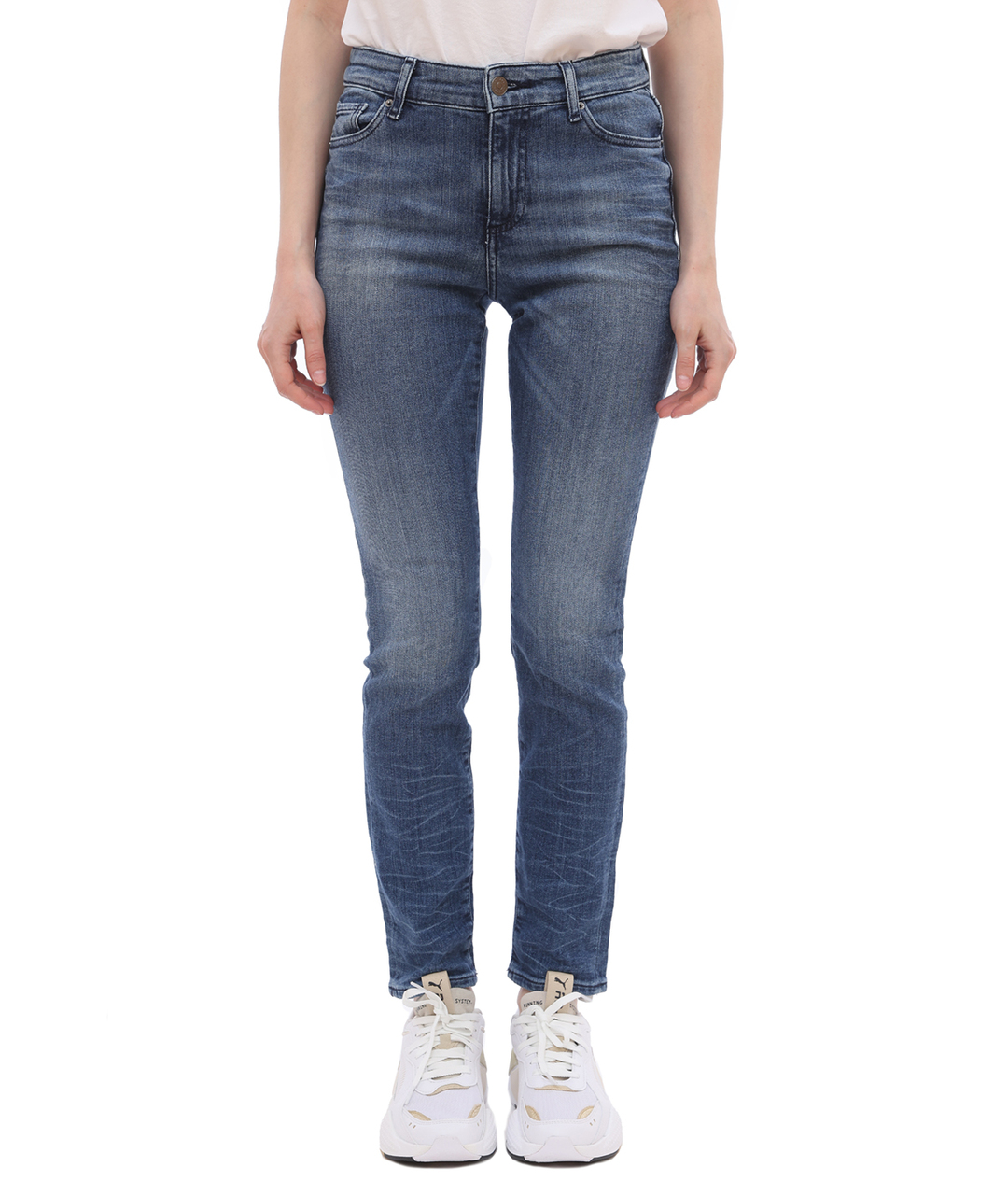 ARMANI EXCHANGE Синие хлопко-эластановые джинсы слим, фото 6