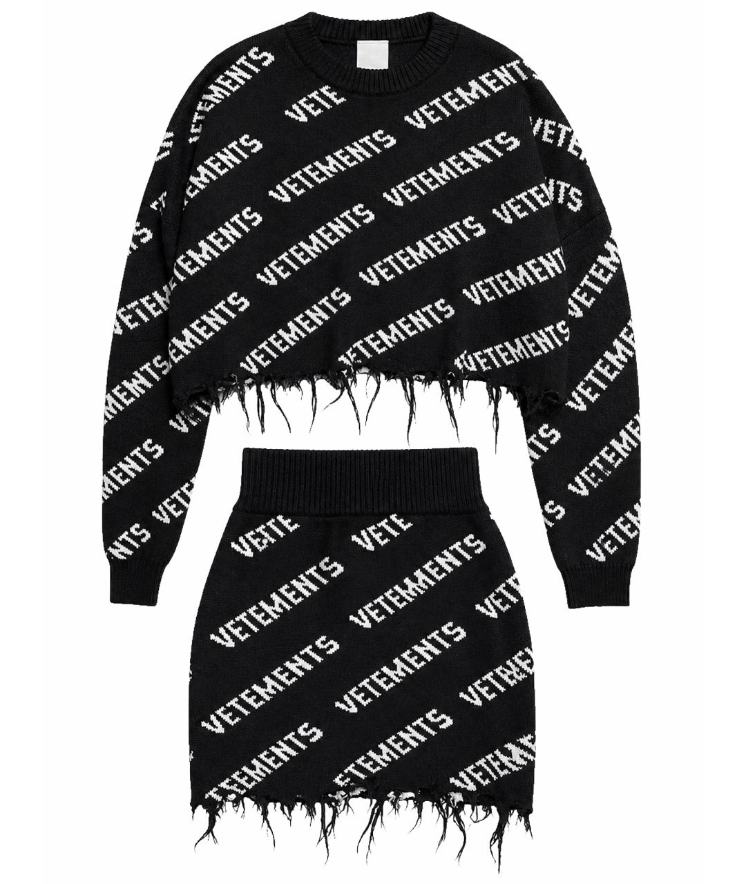 VETEMENTS Черный шерстяной костюм с юбками, фото 1
