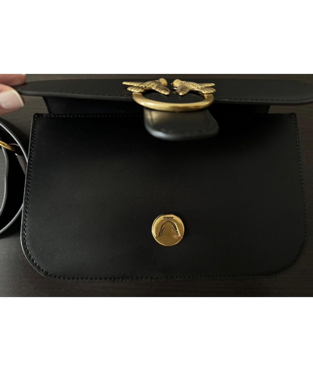 PINKO Черная кожаная сумка через плечо, фото 4