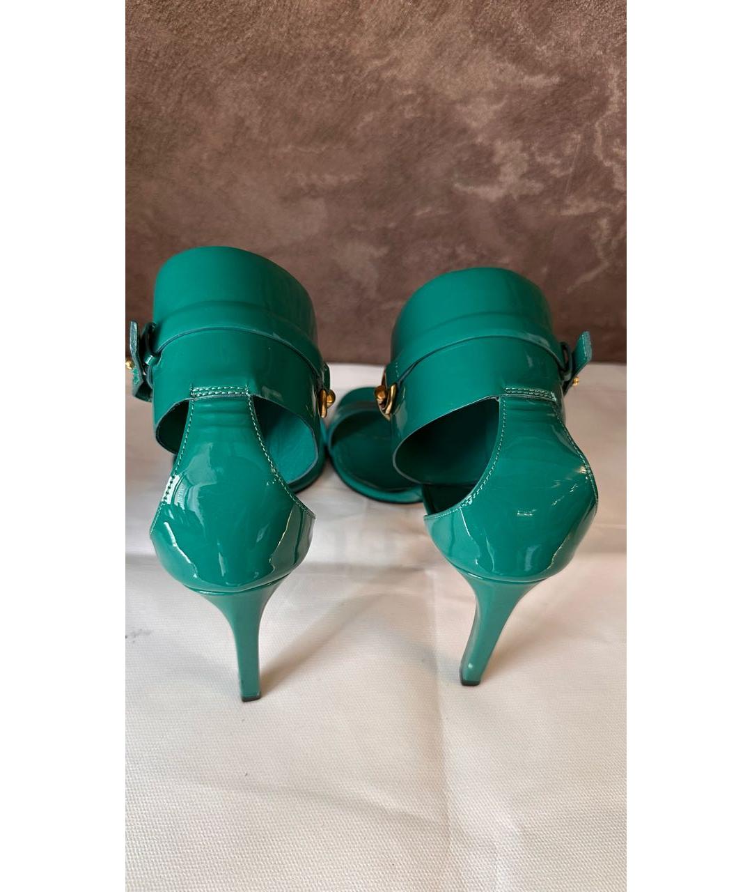 GUCCI Бирюзовые босоножки из лакированной кожи, фото 8