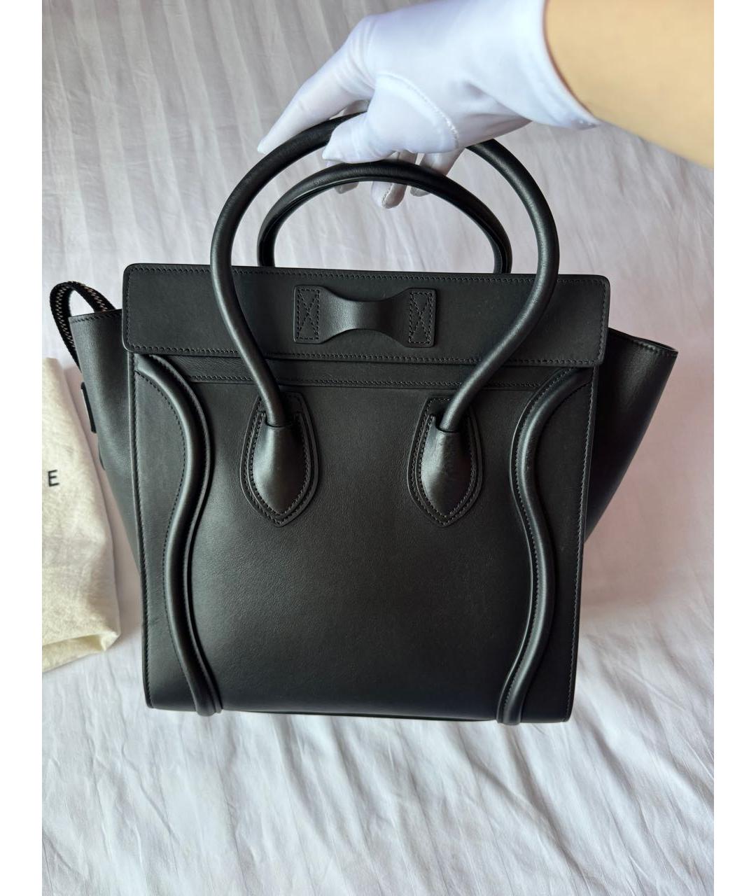 CELINE Черная кожаная сумка тоут, фото 4