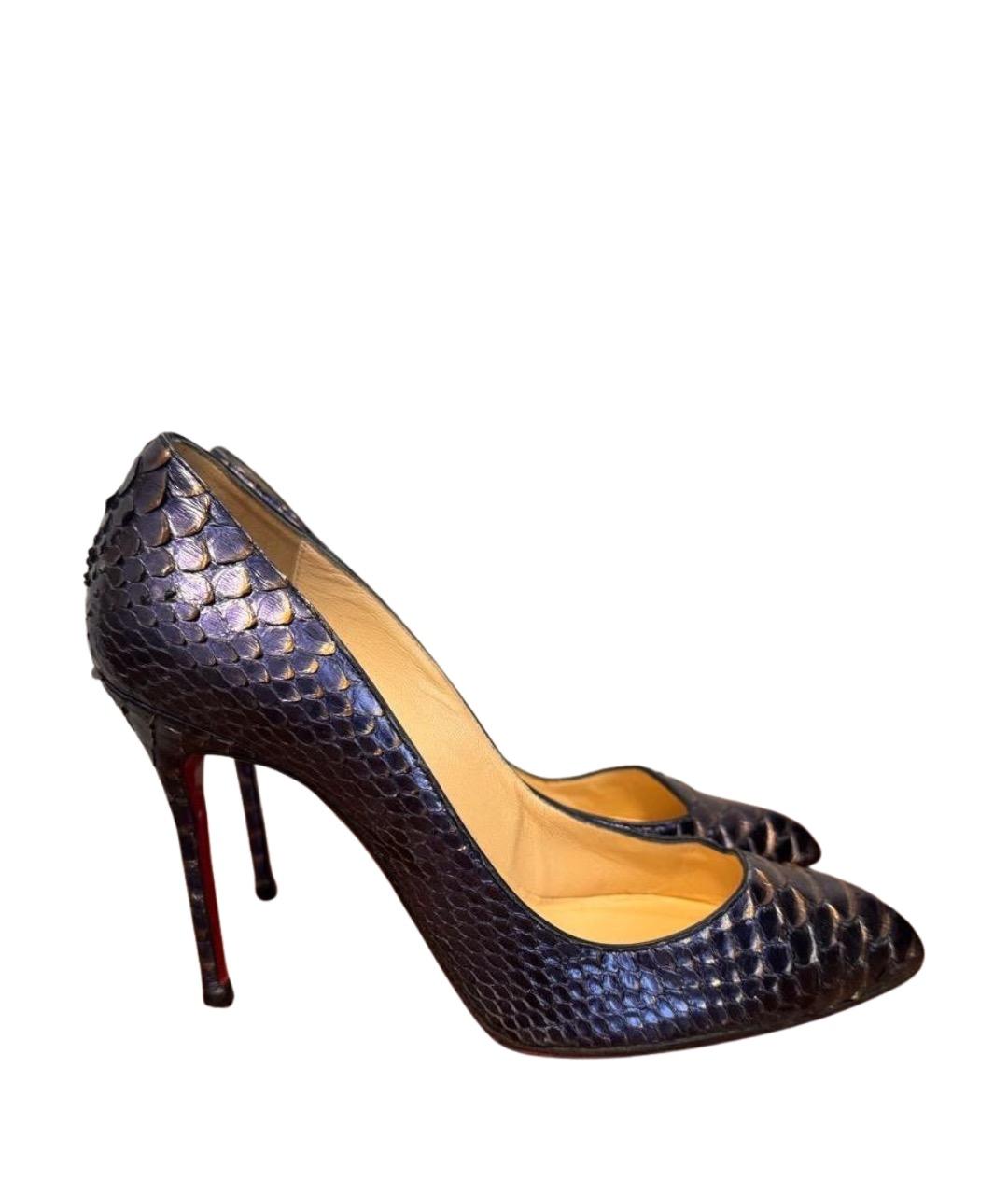 CHRISTIAN LOUBOUTIN Темно-синие туфли из экзотической кожи, фото 1