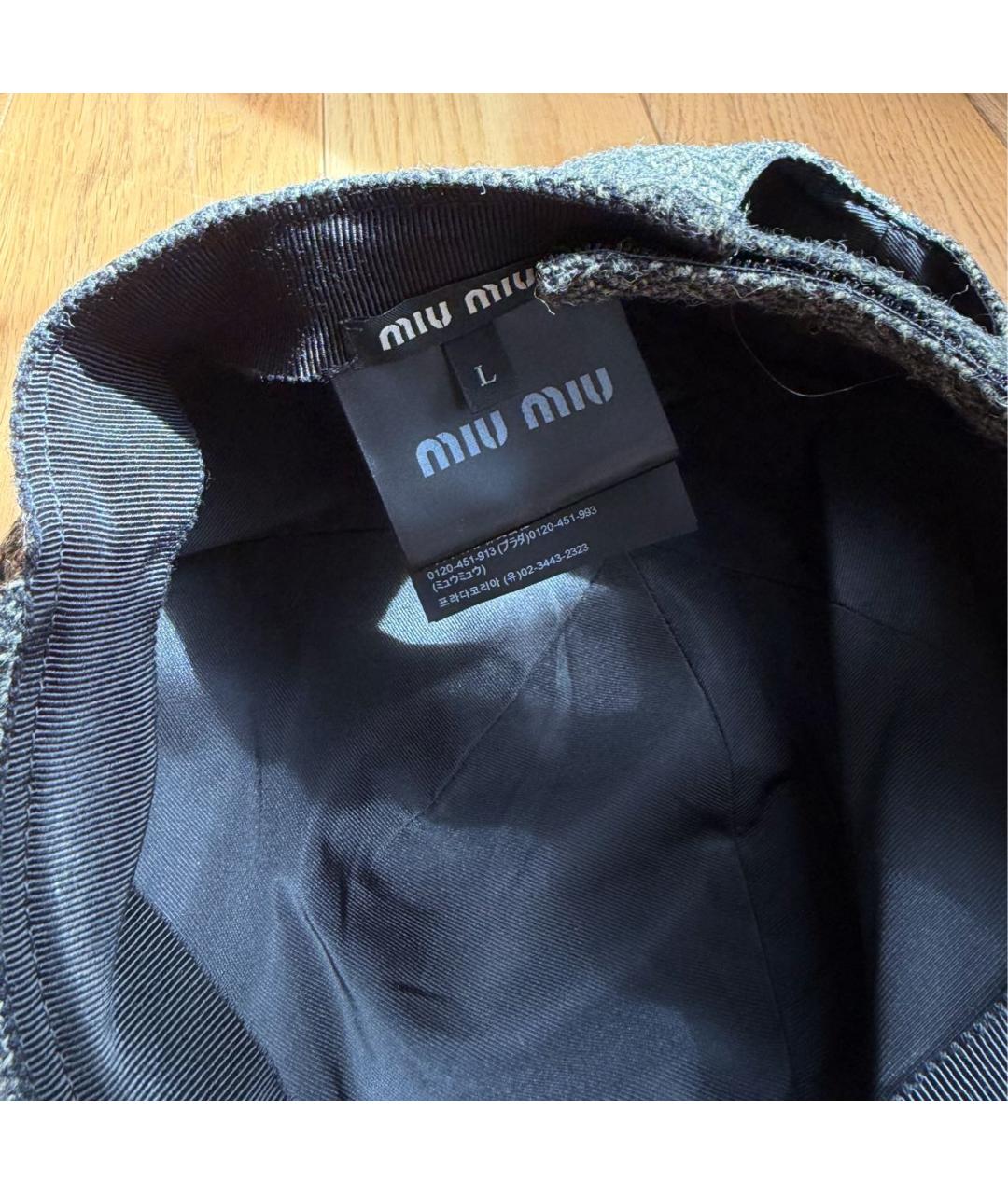 MIU MIU Серая шерстяная кепка, фото 4