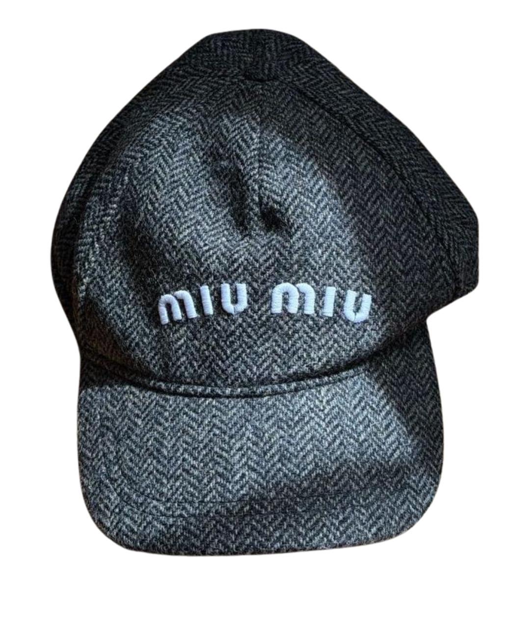 MIU MIU Серая шерстяная кепка, фото 1