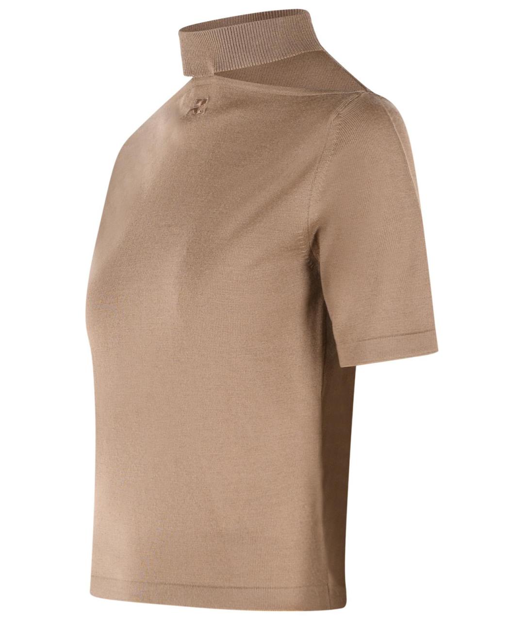 COURREGES Коричневый шерстяной джемпер / свитер, фото 2