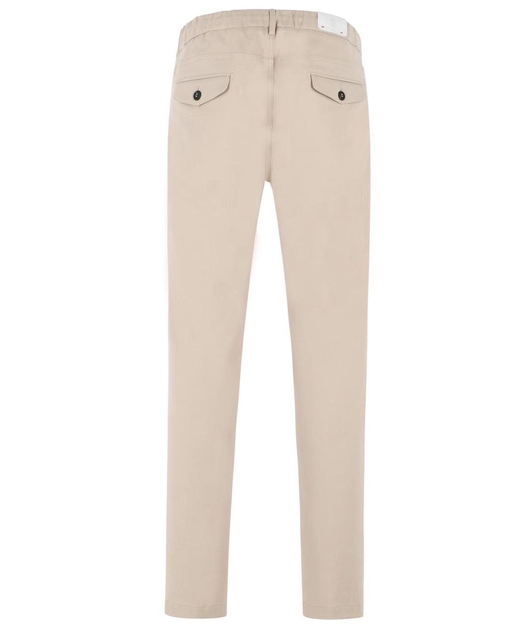 ELEVENTY Бежевые хлопковые повседневные брюки, фото 3