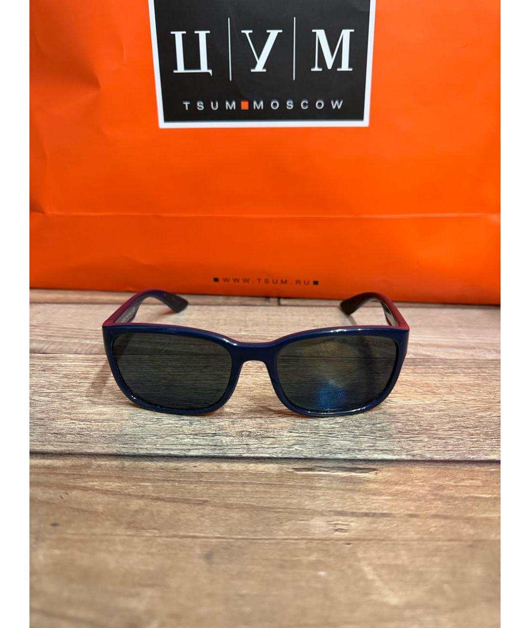 PRADA Темно-синие пластиковые солнцезащитные очки, фото 3