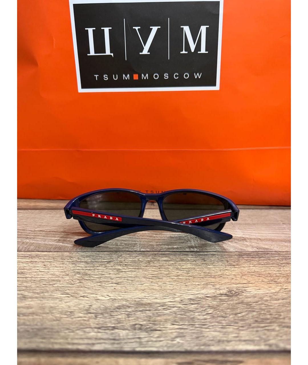 PRADA Темно-синие пластиковые солнцезащитные очки, фото 5