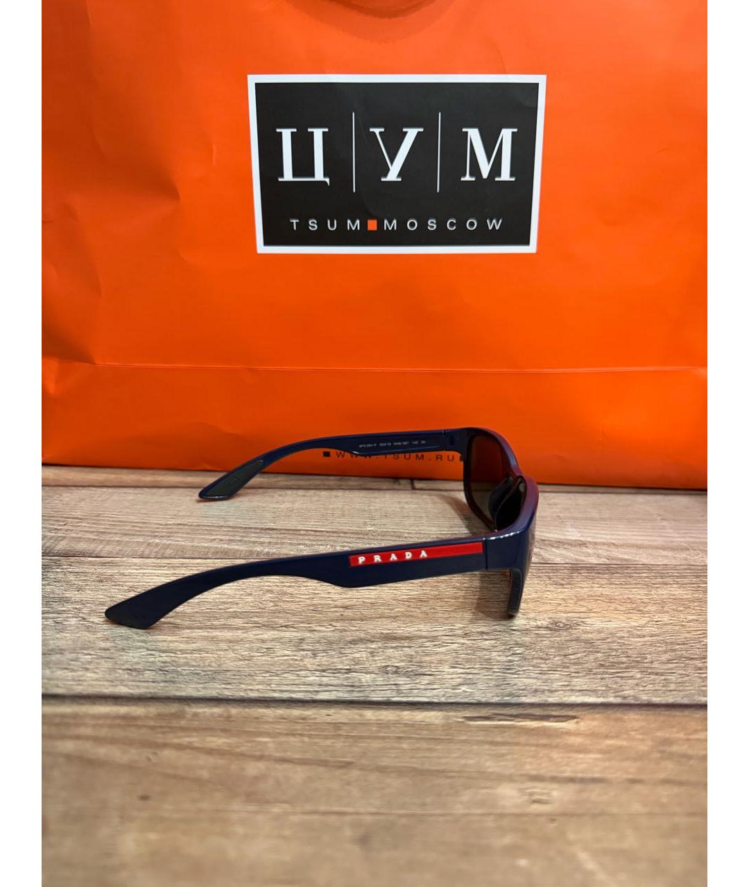 PRADA Темно-синие пластиковые солнцезащитные очки, фото 4