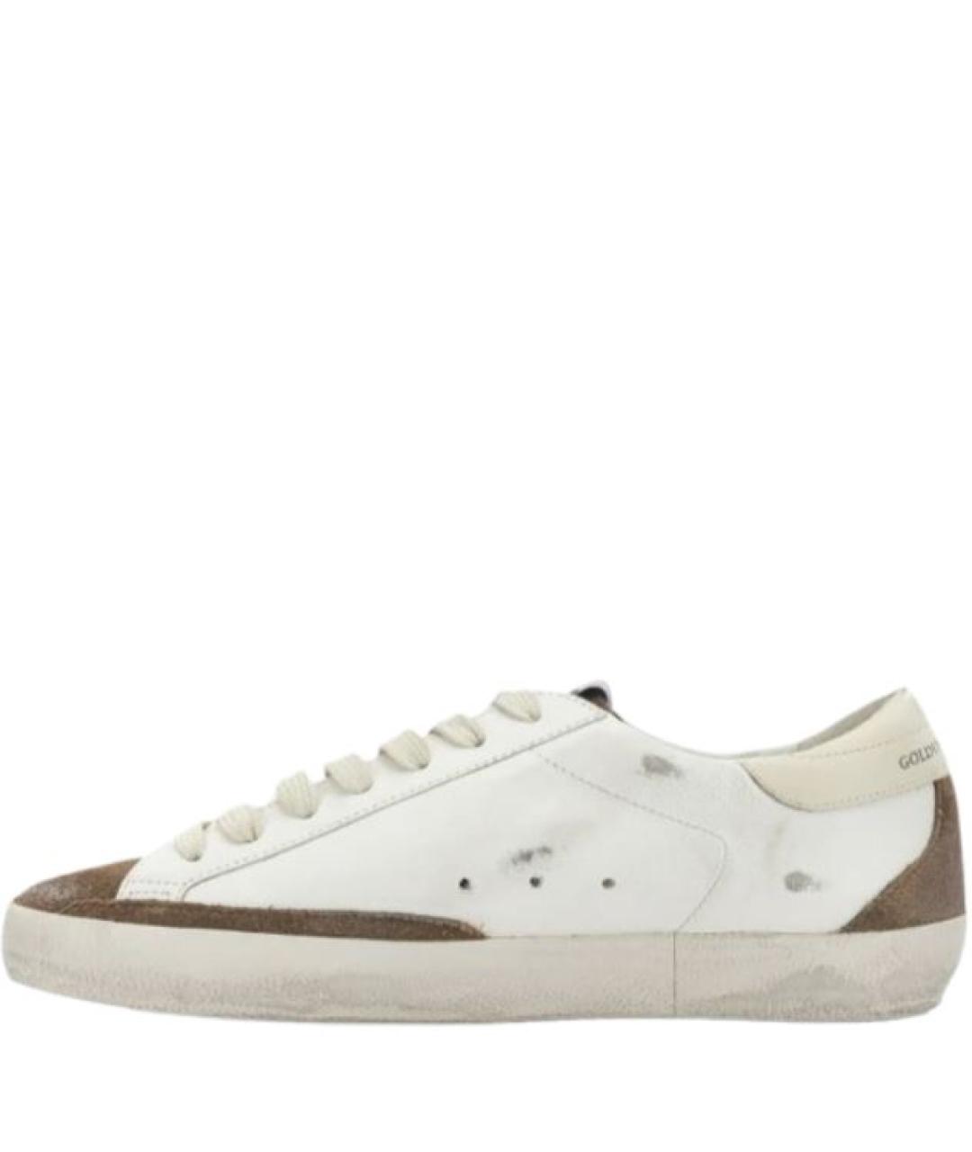 GOLDEN GOOSE Белые кожаные низкие кроссовки / кеды, фото 2