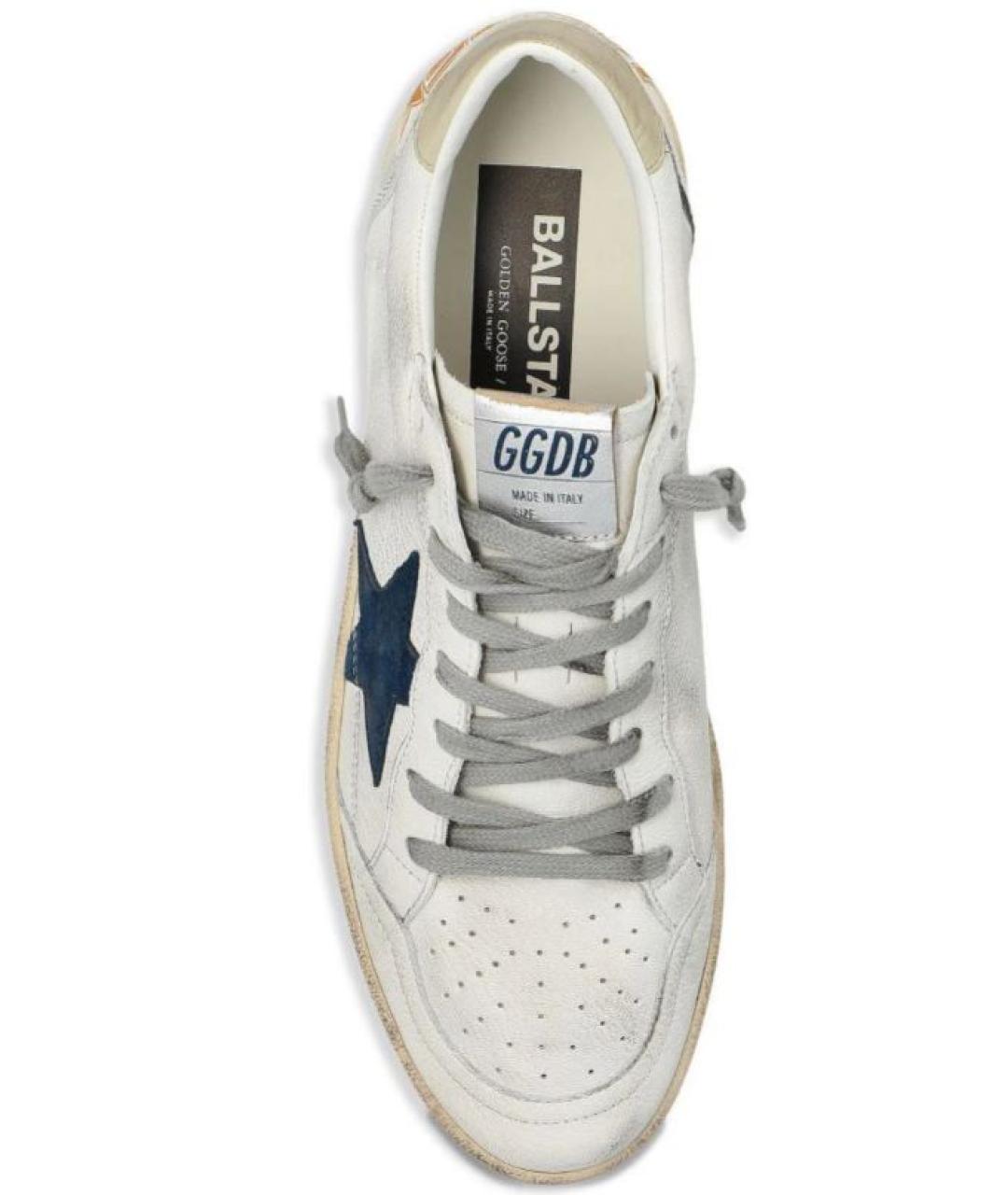 GOLDEN GOOSE Белые кожаные низкие кроссовки / кеды, фото 2