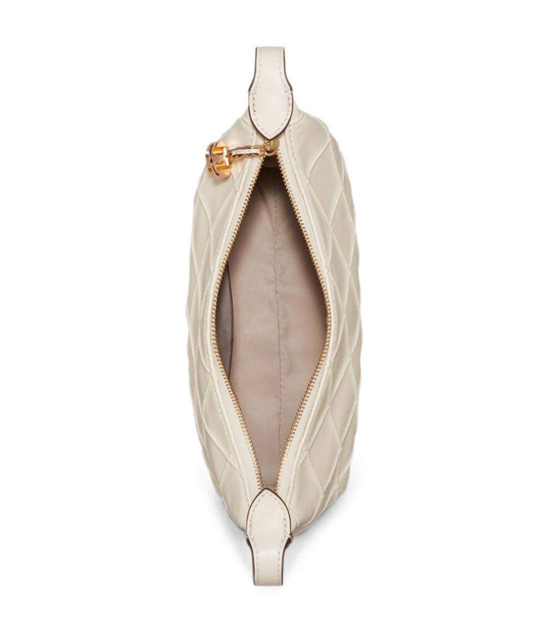 TORY BURCH Бежевая кожаная сумка с короткими ручками, фото 4