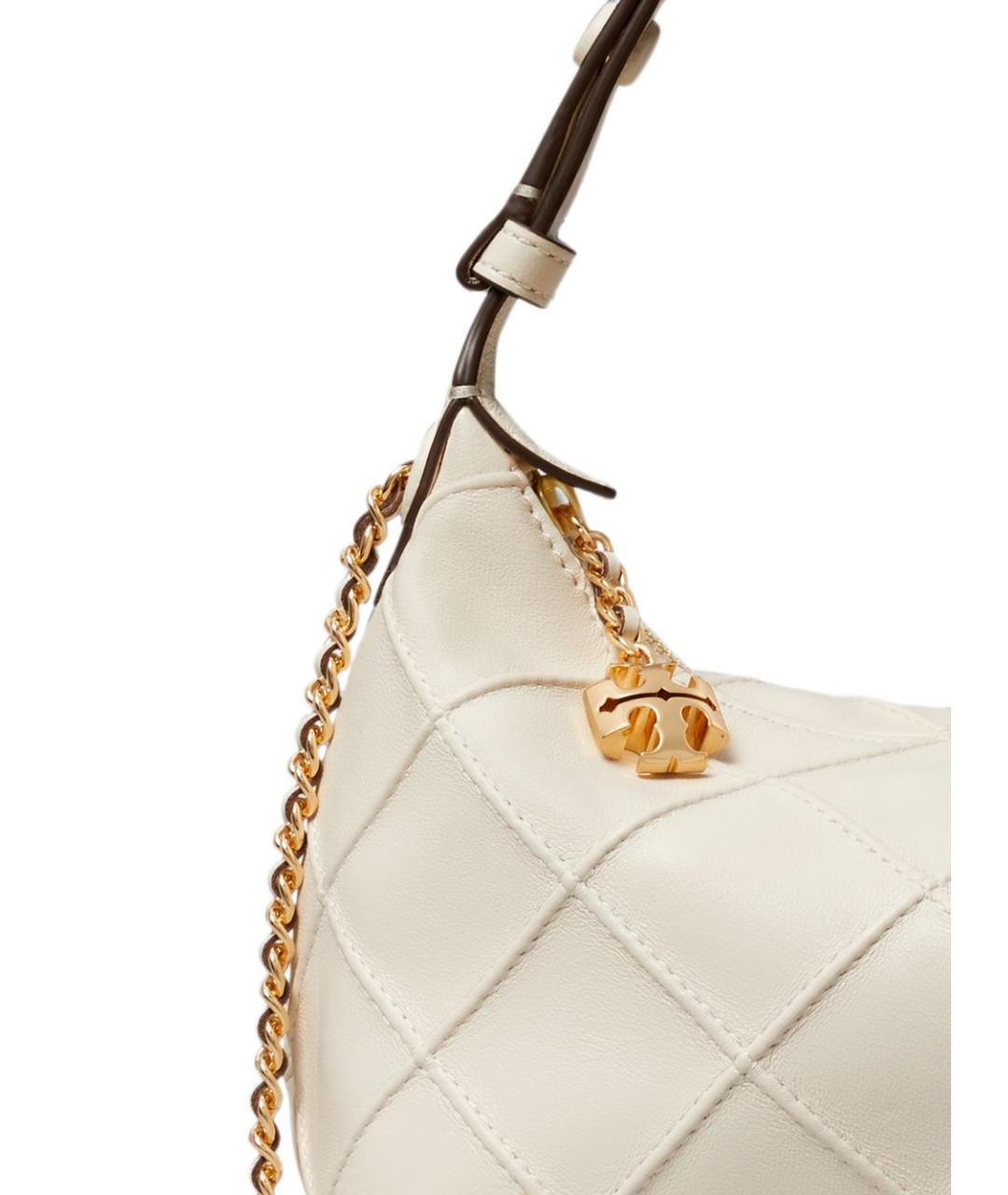 TORY BURCH Бежевая кожаная сумка с короткими ручками, фото 5